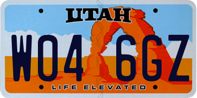 UT license plate W046GZ