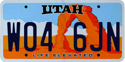 UT license plate W046JN