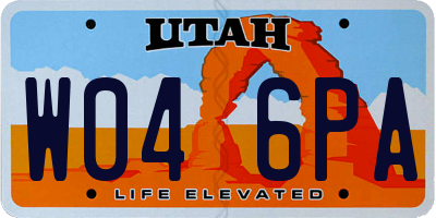 UT license plate W046PA