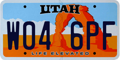 UT license plate W046PF