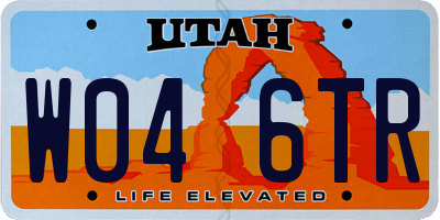 UT license plate W046TR