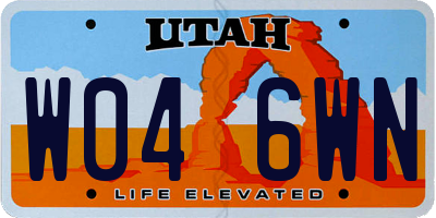 UT license plate W046WN