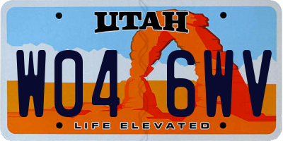 UT license plate W046WV