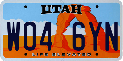 UT license plate W046YN