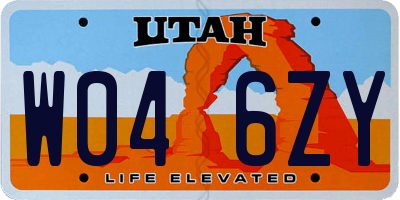 UT license plate W046ZY