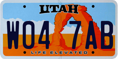 UT license plate W047AB