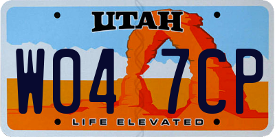 UT license plate W047CP