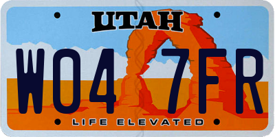 UT license plate W047FR