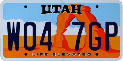 UT license plate W047GP