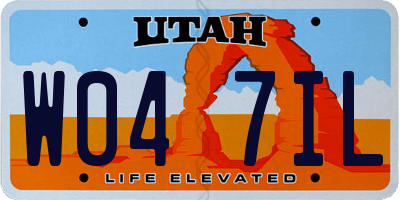 UT license plate W047IL