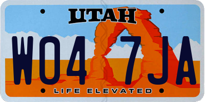 UT license plate W047JA
