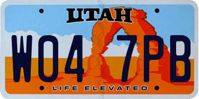 UT license plate W047PB