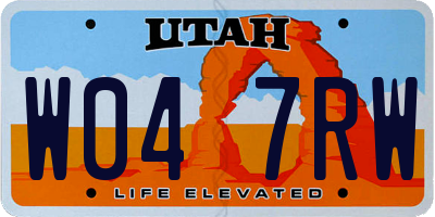 UT license plate W047RW