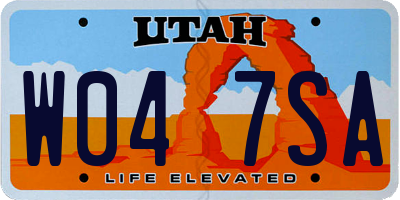 UT license plate W047SA