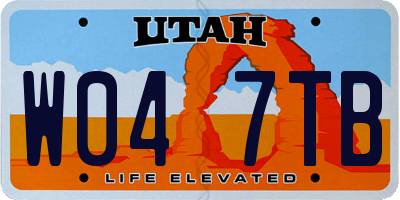 UT license plate W047TB