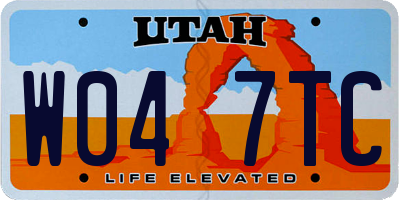 UT license plate W047TC