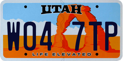 UT license plate W047TP