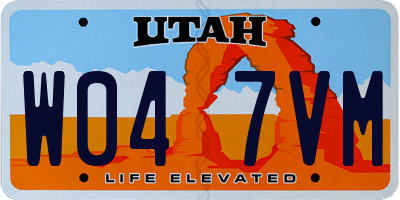UT license plate W047VM