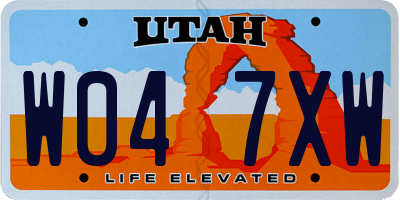 UT license plate W047XW