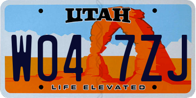 UT license plate W047ZJ