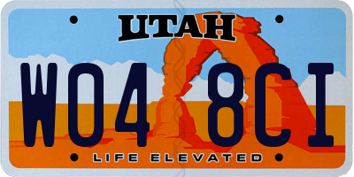 UT license plate W048CI