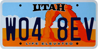 UT license plate W048EV