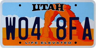 UT license plate W048FA