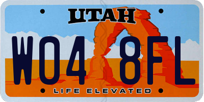 UT license plate W048FL