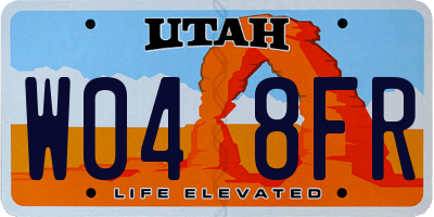 UT license plate W048FR