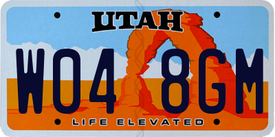 UT license plate W048GM