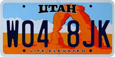 UT license plate W048JK