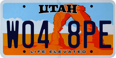 UT license plate W048PE