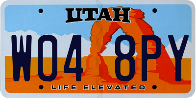 UT license plate W048PY