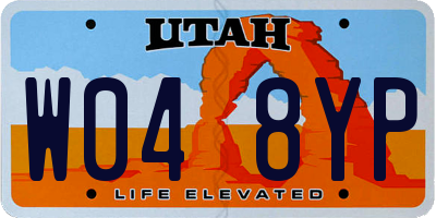 UT license plate W048YP