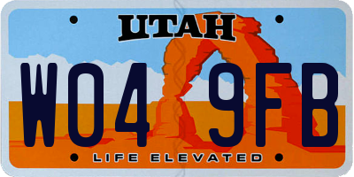 UT license plate W049FB