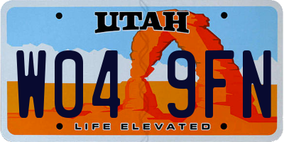 UT license plate W049FN