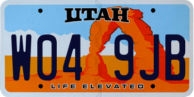 UT license plate W049JB