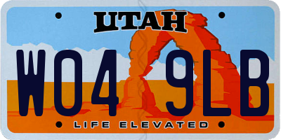 UT license plate W049LB