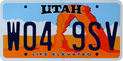 UT license plate W049SV
