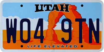 UT license plate W049TN