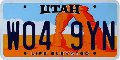 UT license plate W049YN