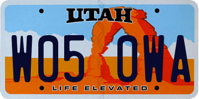 UT license plate W050WA