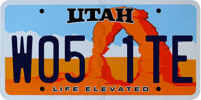 UT license plate W051TE