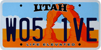 UT license plate W051VE
