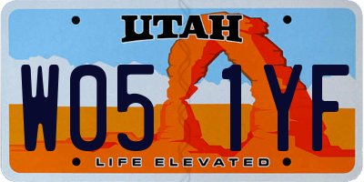 UT license plate W051YF