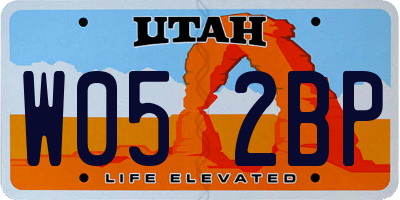 UT license plate W052BP