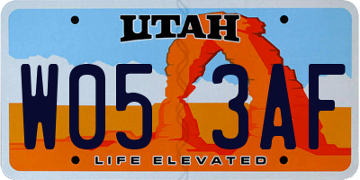 UT license plate W053AF