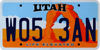 UT license plate W053AN