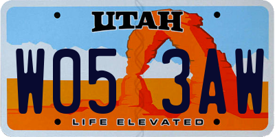 UT license plate W053AW