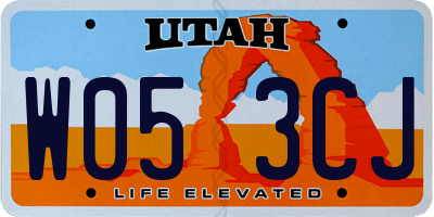 UT license plate W053CJ